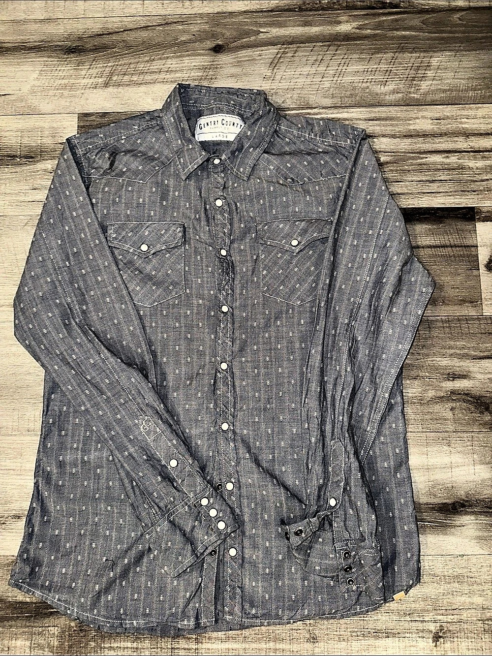 Gentry County Supply Co. Men's Button-Front Shirt in Blue Size Large